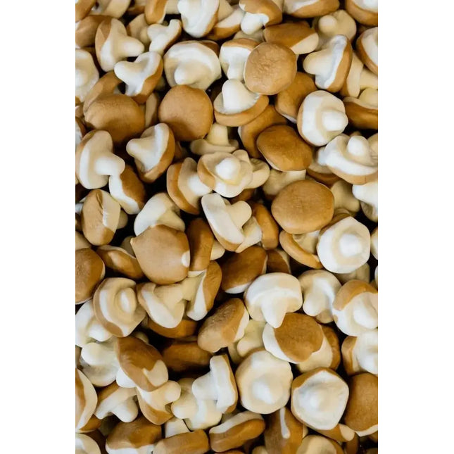 Caramel foam mushrooms by Nikki's Candy