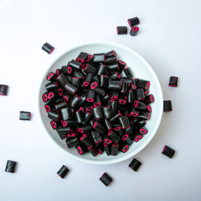 Salty Raspberry Gummy logs by Nikki's Candy
