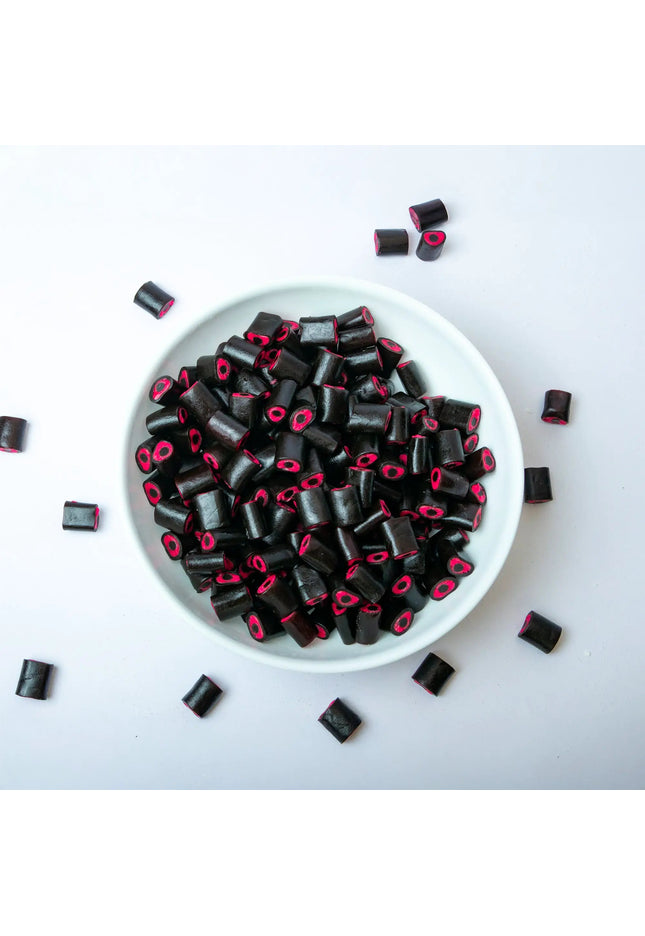 Salty Raspberry Gummy logs by Nikki's Candy